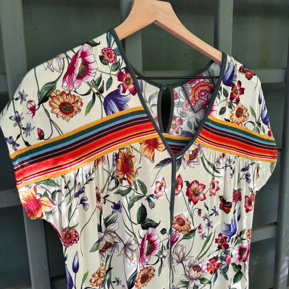 Johnny Was Felix Trapeze Midi Dress XS Boho Eclectic Maximalist - Picture 2 of 7